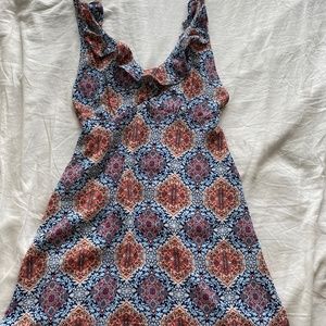 Ruffle v neck mini dress